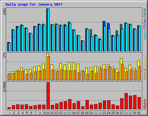 Daily usage for January 2017